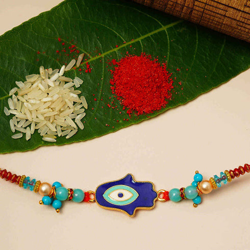 Prussian Blue Hansa Hand Rakhi - Uncommongifts.in