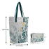 Green White Floral Printed Oversized Shopper Tote Bag with Makeup Pouch - Uncommongifts.in