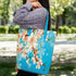 Blue Floral Printed Shopper Tote Bag - Uncommongifts.in