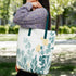 Green White Floral Printed Oversized Shopper Tote Bag with Makeup Pouch - Uncommongifts.in