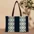 Printed Striped Black Structured Tote Bag - Uncommongifts.in