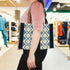 Printed Striped Black Structured Tote Bag - Uncommongifts.in