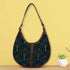 Black Ethnic Motifs Printed Half Moon Hobo Bag - Uncommongifts.in