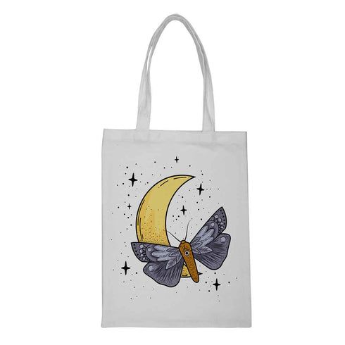 White Moon Butterfly Printed Shopper Tote Bag - Uncommongifts.in
