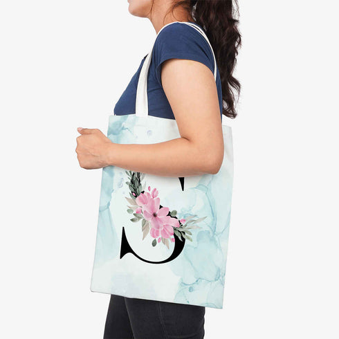 White Floral S Printed Shopper Tote Bag - Uncommongifts.in