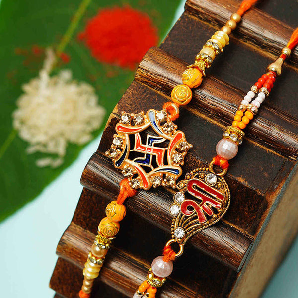 Swastika & Shri Religious Rakhi Set of 2 - Uncommongifts.in