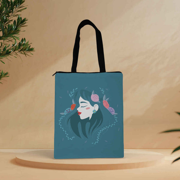 Grey Girl Printed Shopper Tote Bag - Uncommongifts.in