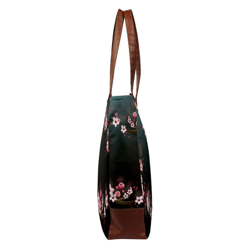 Greenish Grey Floral Printed Structured Shoulder Bag - Uncommongifts.in