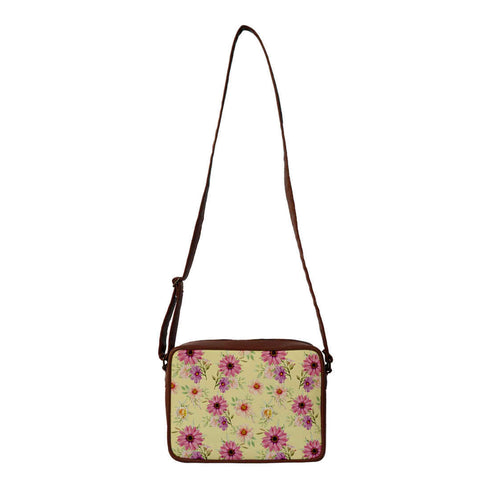 Women Yellow Floral Printed Sling Bag - Uncommongifts.in