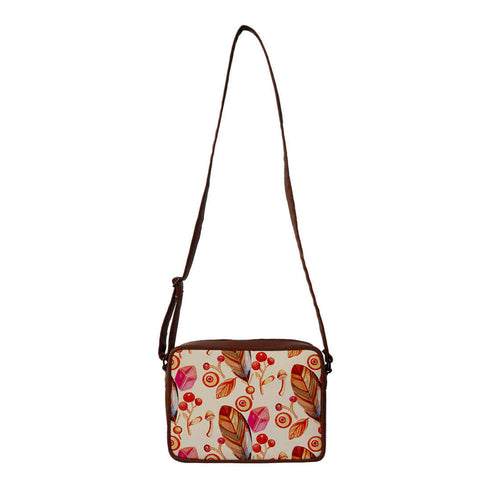 Orange Printed Structured Sling Bag - Uncommongifts.in