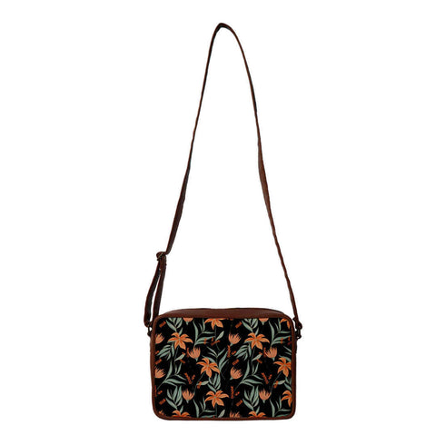 Black Floral Printed Sling Bag - Uncommongifts.in
