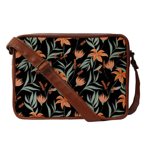 Black Floral Printed Sling Bag - Uncommongifts.in