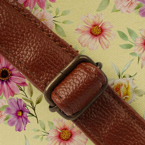 Women Yellow Floral Printed Sling Bag - Uncommongifts.in