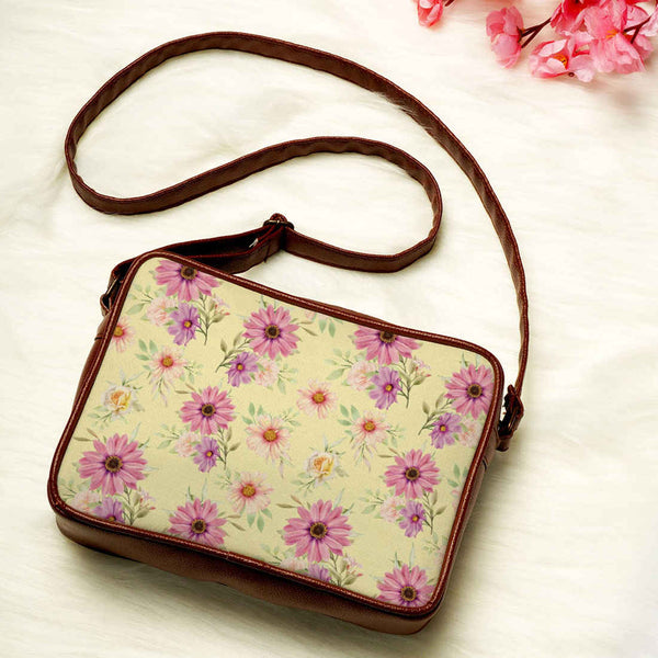 Women Yellow Floral Printed Sling Bag - Uncommongifts.in
