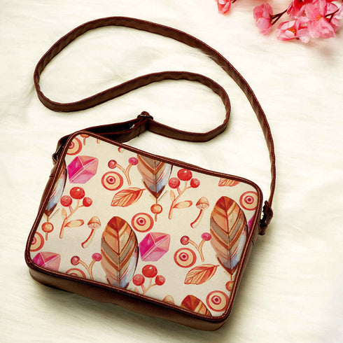 Orange Printed Structured Sling Bag - Uncommongifts.in