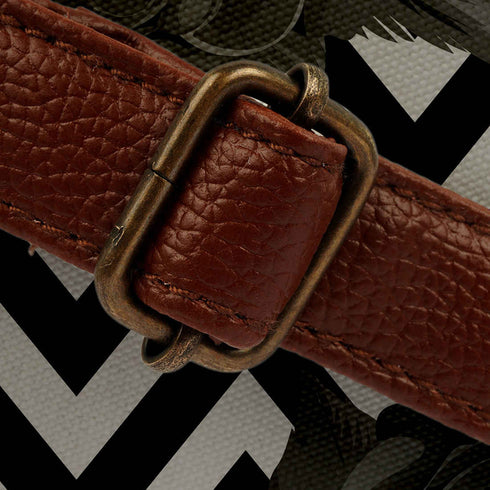 Black & Olive Green Printed Round Structured Sling Bag - Uncommongifts.in