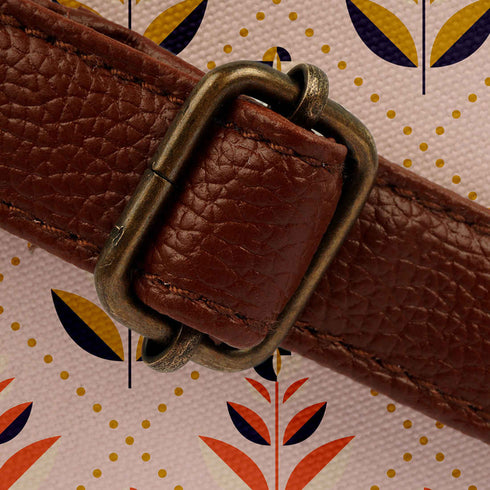 Peach-colored Ethnic Motifs Canvas Round Structured Sling Bag - Uncommongifts.in