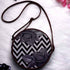 Black & Olive Green Printed Round Structured Sling Bag - Uncommongifts.in