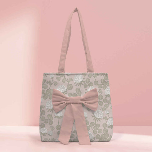 Peach Oversized Shopper Tote Bag with Bow Detail - Uncommongifts.in