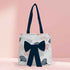 Women Navy Blue Floral Printed Bow Detail Tote Bag - Uncommongifts.in
