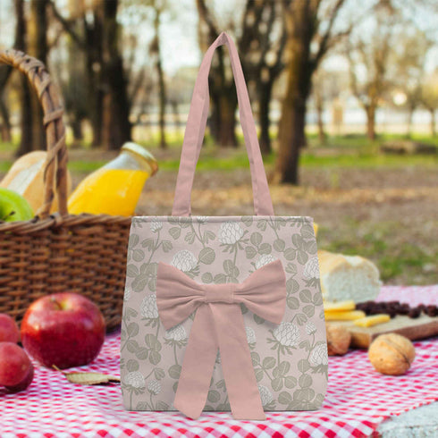 Peach Oversized Shopper Tote Bag with Bow Detail - Uncommongifts.in