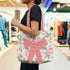 Women Pink Floral Printed Shopper Tote Bag with Bow Detail - Uncommongifts.in