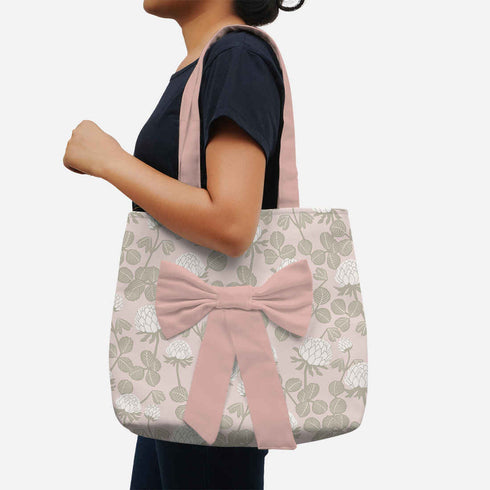 Peach Oversized Shopper Tote Bag with Bow Detail - Uncommongifts.in