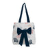 Women Navy Blue Floral Printed Bow Detail Tote Bag - Uncommongifts.in