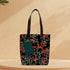 Women Black Leaf Printed Shopper Tote Bag with Pouch - Uncommongifts.in