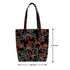 Women Black Leaf Printed Shopper Tote Bag with Pouch - Uncommongifts.in