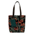 Women Black Leaf Printed Shopper Tote Bag with Pouch - Uncommongifts.in
