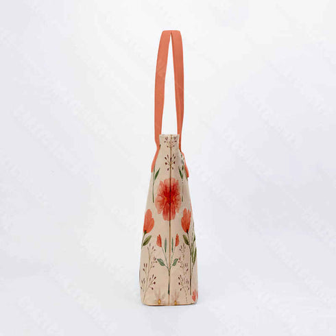 Women Beige Floral Printed Shopper Tote Bag - Uncommongifts.in