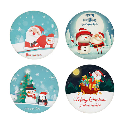 Personalised Merry Christmas MDF Coaster Set Of 4 - Uncommongifts.in