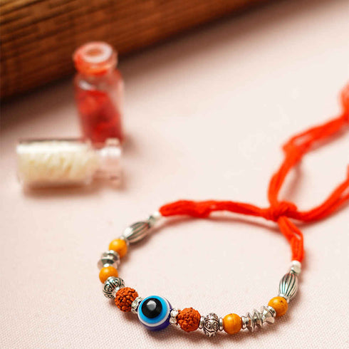Evil Eye Rudraksha Rakhi - Uncommongifts.in