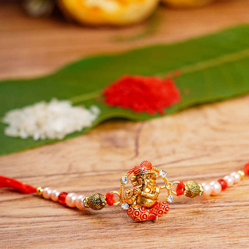 Meenakari Ganesha Religious Rakhi for Brother - Uncommongifts.in