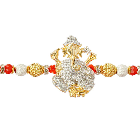 Crystal Embellished Shri Ganesh Religious Rakhi - Uncommongifts.in