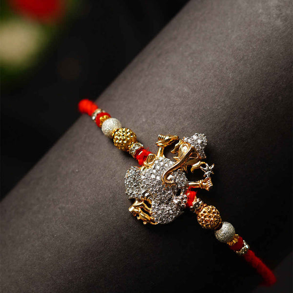 Crystal Embellished Shri Ganesh Religious Rakhi - Uncommongifts.in