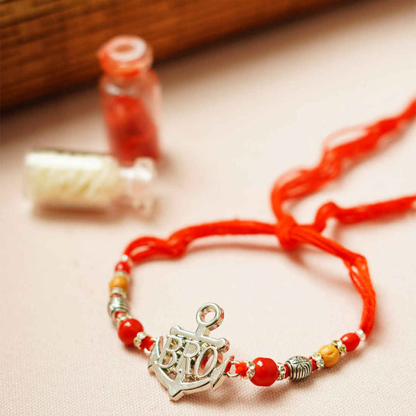 Bro Text Beaded Rakhi - Uncommongifts.in