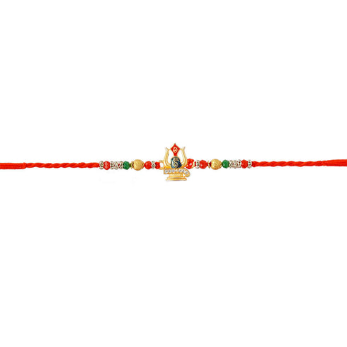 Gold Colorful Beaded Shiv Ling Religious Rakhi - Uncommongifts.in