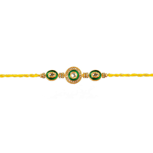 Green Crystal Kundan Rakhi - Uncommongifts.in