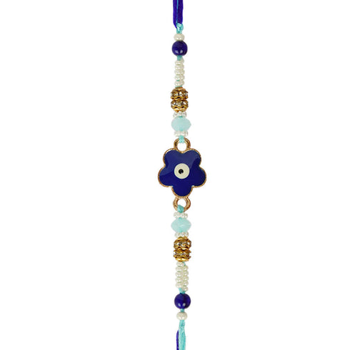 Blue Evil Eye Star Rakhi for Bhaya and Bhabi - Uncommongifts.in