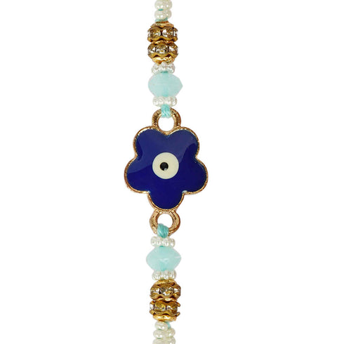 Blue Evil Eye Star Rakhi for Bhaya and Bhabi - Uncommongifts.in