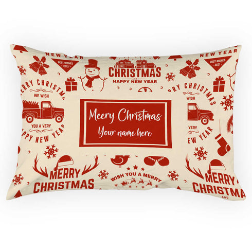 Personalized Printed Merry Christmas Pillow - Uncommongifts.in
