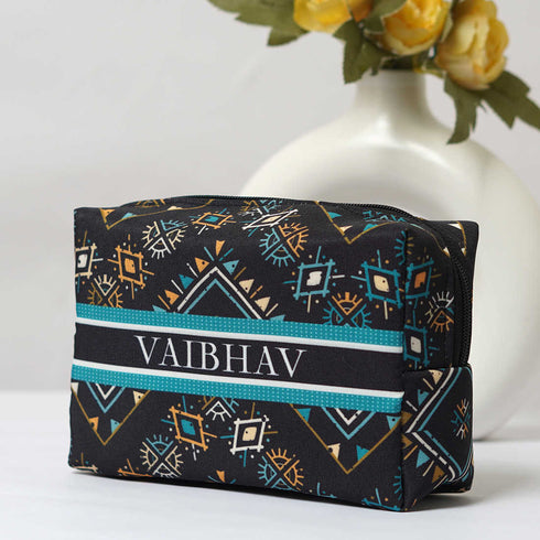 Personalised Black & Blue Box Pouch - Uncommongifts.in