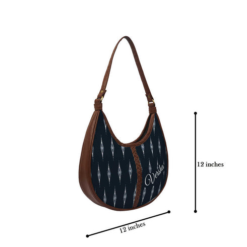 Ethnic Motifs Printed Half Moon Hobo Bag - Uncommongifts.in