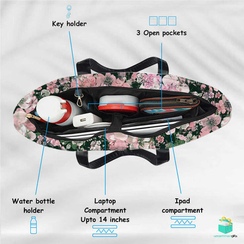 Floral Print Women's Office Bag - Uncommongifts.in