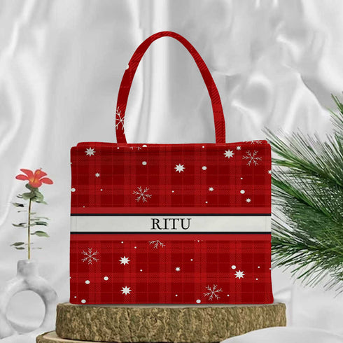Customized Christmas Theme Box Tote Bag - Uncommongifts.in