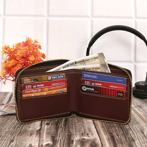 Personalised Unisex Wallet With Charm - Brown - Uncommongifts.in