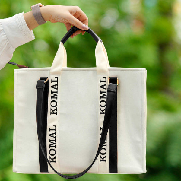 Black & White Allure Personalised Handbag - Uncommongifts.in