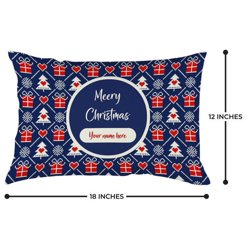 Personalized Printed Merry Christmas Pillow - Uncommongifts.in